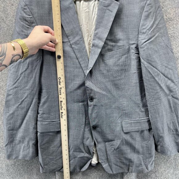 Guabello Blazer Mens 42L Gray Super 130s Wool Sport Coat Made In Turkey - Picture 3 of 11